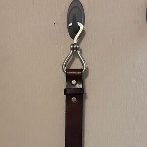 Brown Leather Belt with Silver Buckle